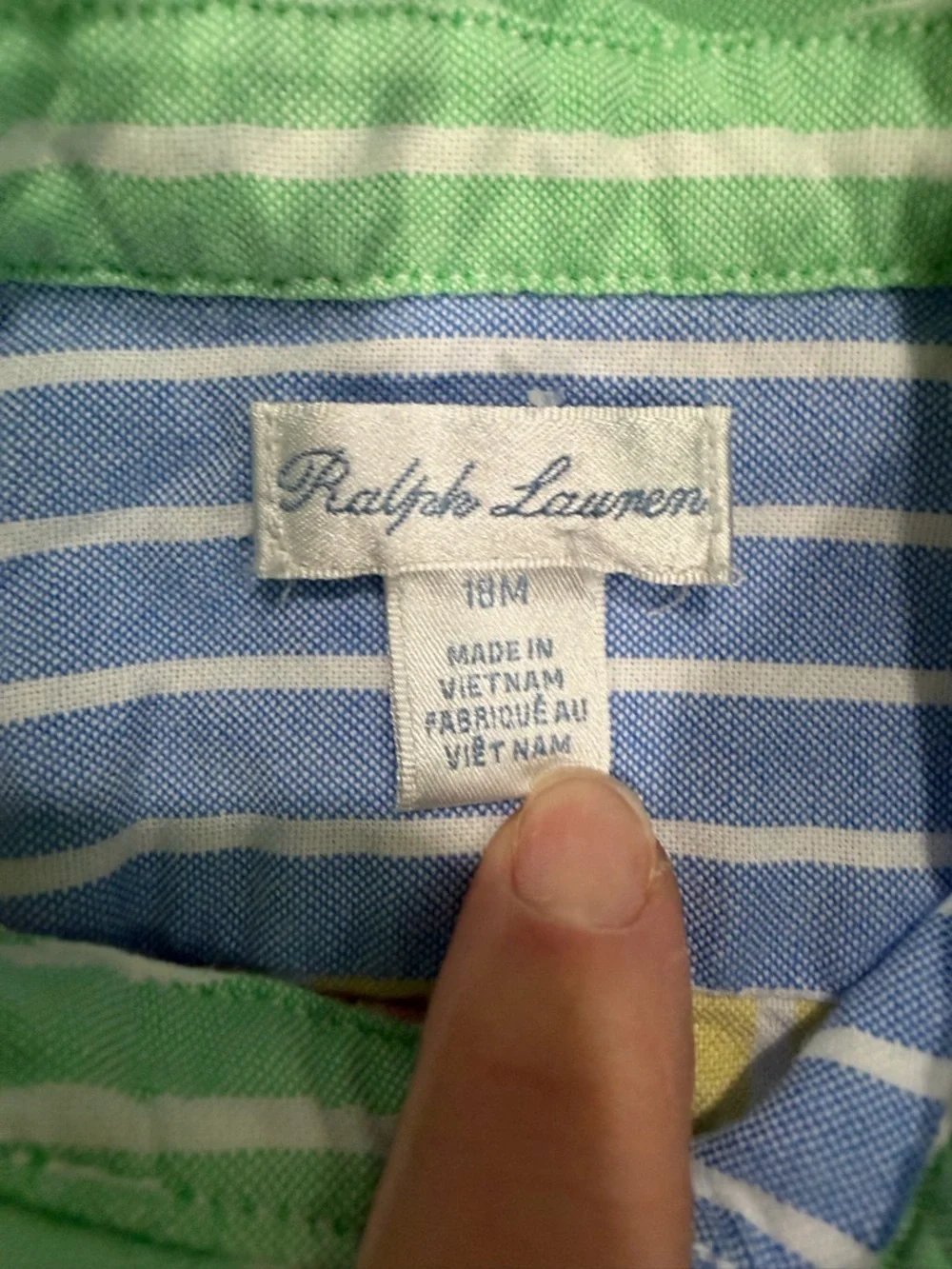 Ralph Lauren babygirl Colorful Striped  dress Sz 18m yellow pink blue